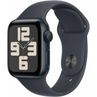 Apple Watch SE 2024 44 мм Темная ночь, спортивный ремешок черного цвета